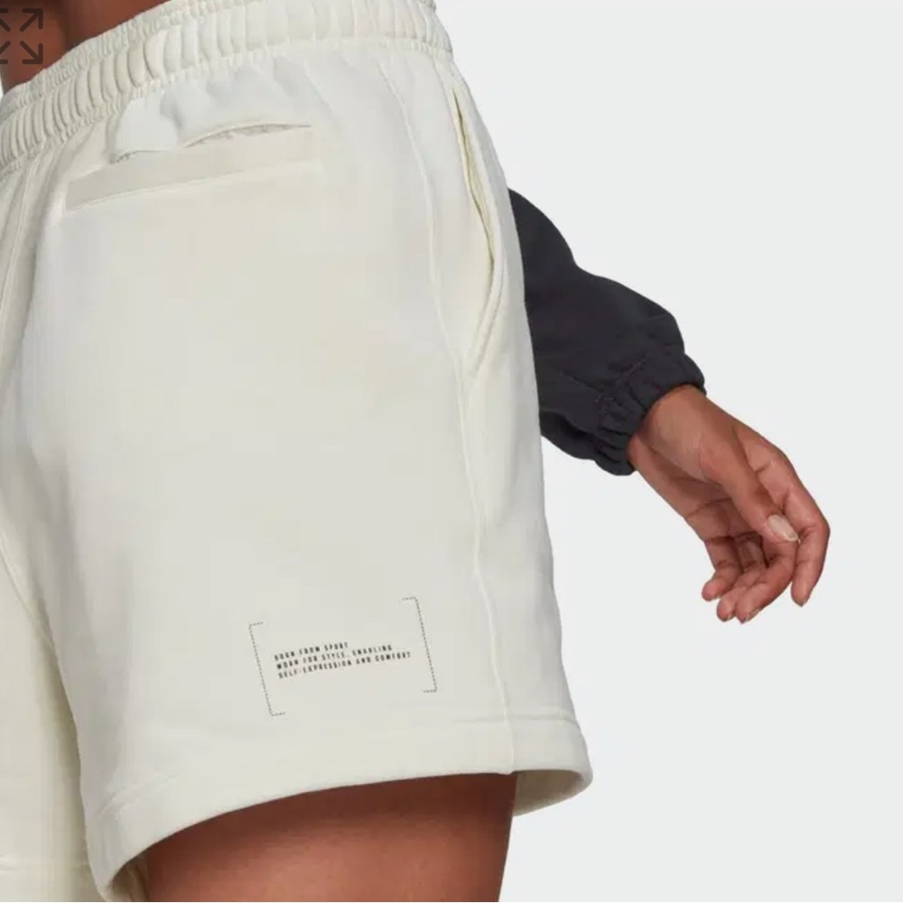 NWT [Adidas] Ps Fleece Drawstring Sweatshorts In Off White Women’s Plus Size 3X - Picture 8 of 14